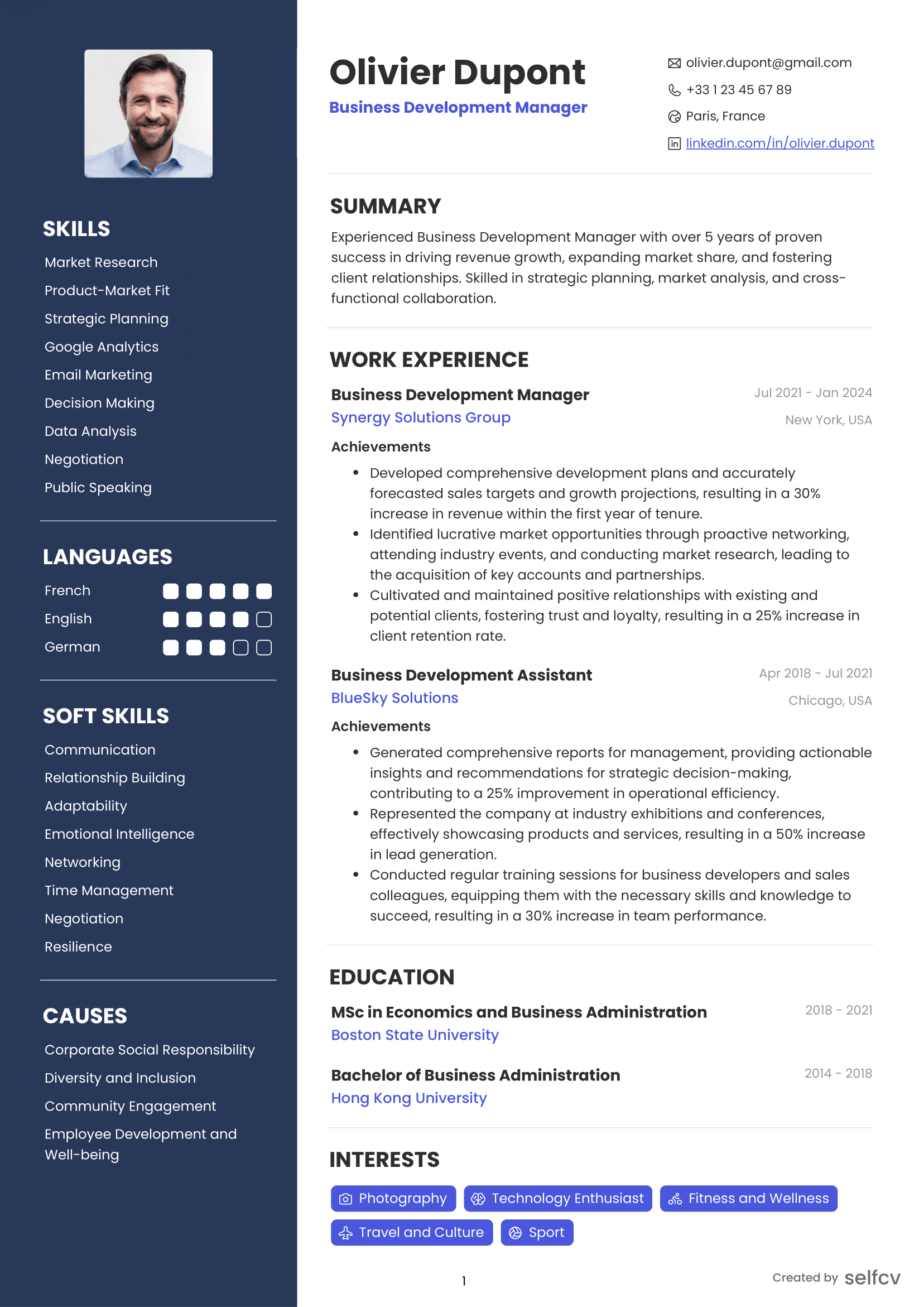 Sidebar resume format